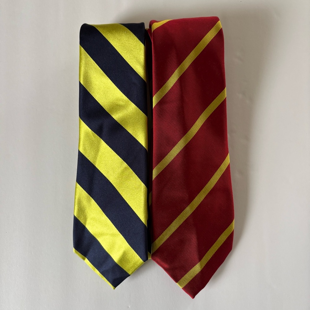 Gutteridge Napoli Silk Tie Set Of 2 Vintage Yellow Blue Red Stripe Career Office